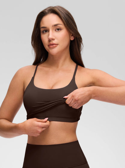 CRZ YOGA Butterluxe Twist Cross Back Crop Tank Tops for Women - Padded Adjustable Straps Yoga Longline Sports Bras